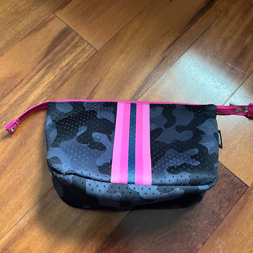 Blue Camo neoprene makeup bag